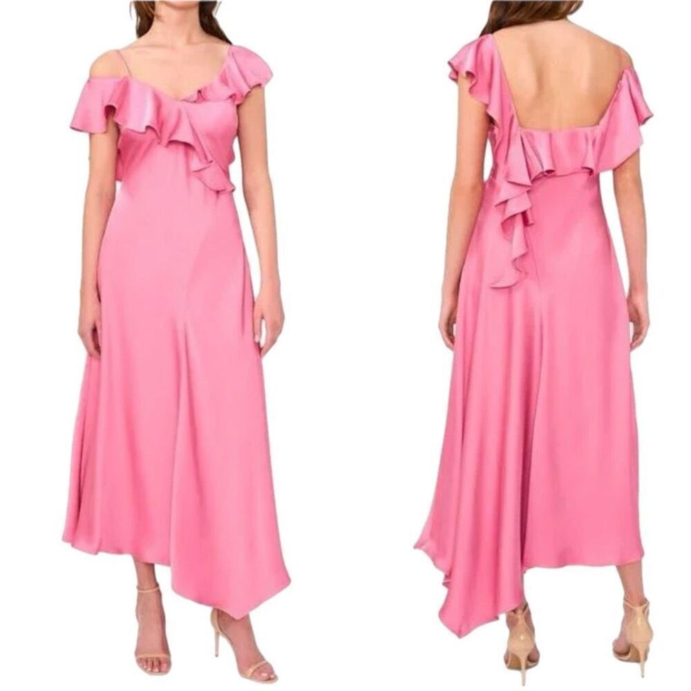 NWT Parker "The Bridget Ruffle One-Shoulder Dress" In pink Size 16